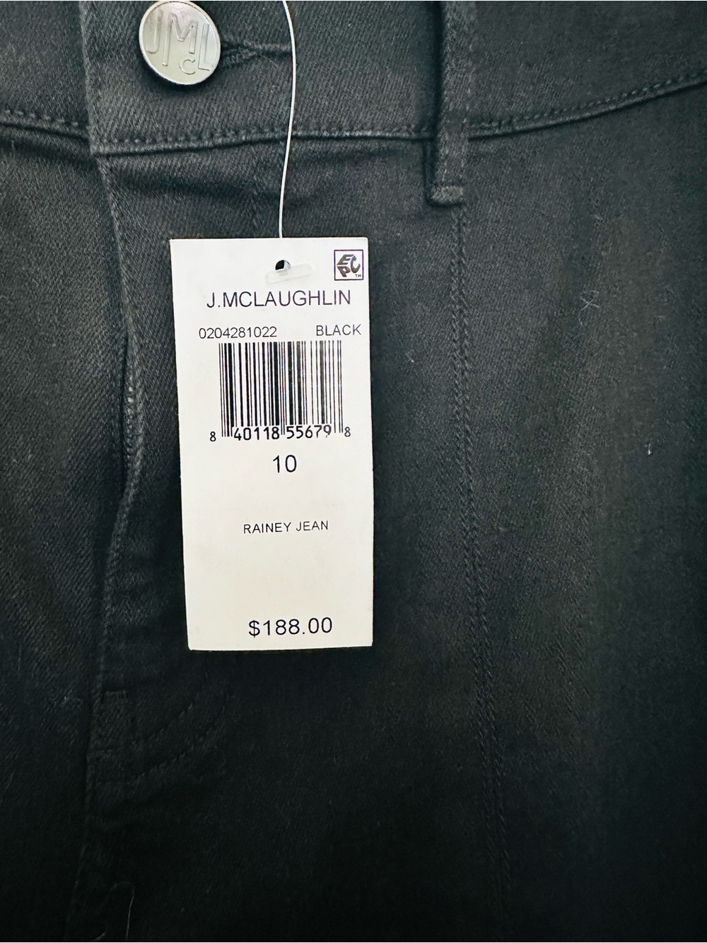 J. McLaughlin Rainey Black Jeans Front Slit Pants Size 10 NWT - Picture 5 of 9